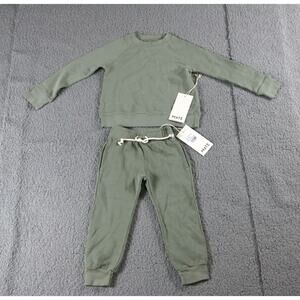 New Mate The Label Kids Lot of 2 Green Sage 12/18 Sweatshirt Sweatpants Organic